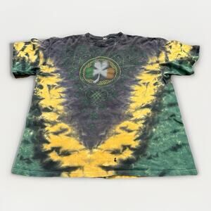 Vintage Delta Pro Ireland Green Shamrock Irish Clover Tie-Dye T-Shirt Size XL